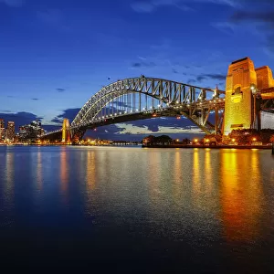 Sydney Harbour Bridge at dusk, Sydney, New South Wales, Australia