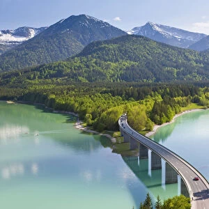 Sylvenstein Lake and Bridge, Bavarian Alps, Bavaria, Germany