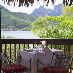 Table in restaurant on Sofitel Bora Bora Private Island, Bora Bora, Society Islands