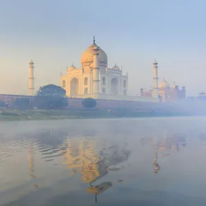 Taj Mahal Print: Foggy Morning Reflection on Yamuna River Taj Mahal Print: Foggy Morning Reflection on Yamuna River