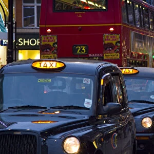 Taxis and Buses, Oxford Street, London, England