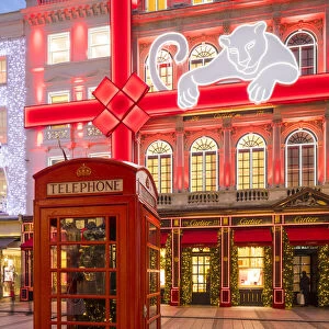 Telephone box & Cartier store, New Bond Street, London, England, UK