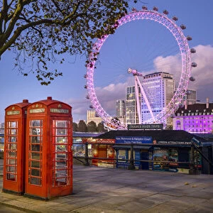 Telephone boxes & London Eye, London, England