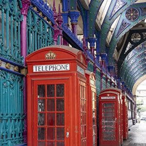 Telephone boxes, Smithfield Market, Farringdon, London, England, UK