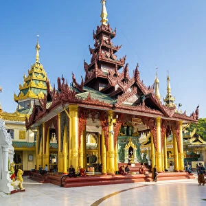 Temple in Shwedagon Pagoda complex, Yangon, Yangon Region, Myanmar