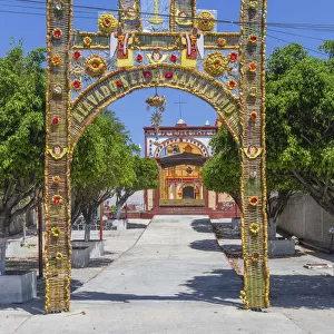 Temporary churchyard gate made of cucharilla, Izucar de Matamoros, Puebla, Mexico