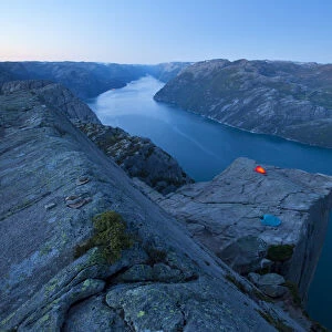 Tent on top of Preikestolen (Pulpit Rock), Norway