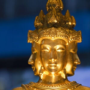 Thailand, Bangkok, Erawan Shrine, Statue of Hindu God Brahma aka Phra Phrom