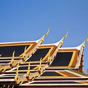 Thailand, Bangkok. Roof detail at Wat Phra Kaew (Temple of the Emerald Buddha)