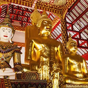 Thailand, Chiang Mai, Wat Suan Dok, Buddha Statue in the Main Prayer Hall