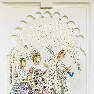 Tiled mosaic, Taj Lake Palace, Lake Pichola, Udaipur, Rajasthan, India