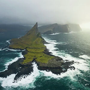 Tindholmur islands during an autumn day, Sorvagur, Faroe Island