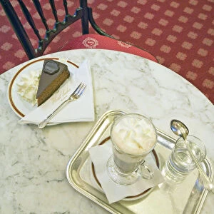 Torte cake and hot Einspanner coffee, served with whipped cream at The Elisabeth Salon