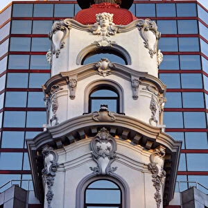 The tower of the Mirador Massue in Art Nouveau style, Plaza Lavalle, San Nicolas, Buenos Aires, Argentina