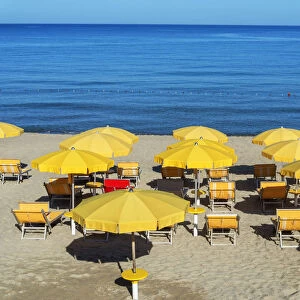 Town beach, Cefalu, Sicily, Italy, Europe