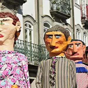 Traditional big-headed masks of Minho at the historical centre of Viana do Castelo
