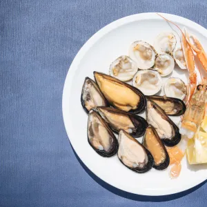 Traditional dish of di pesce crudo (raw seafood) at La Rotonda