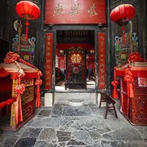 Traditional house with red lanterns, Zhangjiajie, Wulingyuan District, Hunan, China, Asia