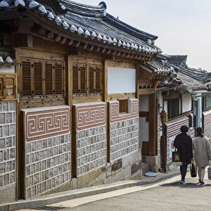 Traditional Korean houses in the Bukchon Hanok Village, Seoul, South Korea