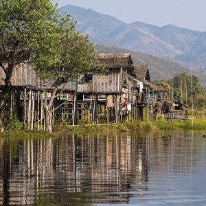 Traditional stilt village, Inle Lake, Burma / Myanmar