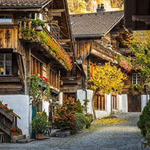 Traditional Swiss wooden chalets, Brienz, Berner Oberland, Switzerland