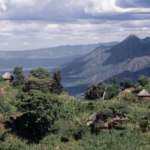 Traditional thatched homesteads perched on top of the