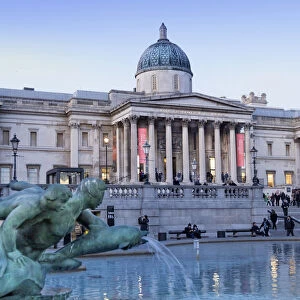 Trafalgar Square, the National Gallery and the Edwin Lutyens fountain in Central London
