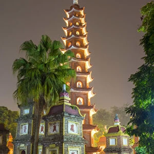 Tran Quoc Pagoda at night, Hanoi, Vietnam