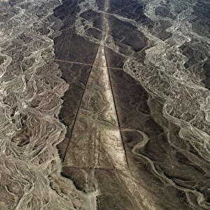 Trapezoid Geoglyph, aerial view, Nazca, Ica Region, Peru