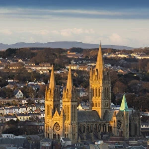 Truro Cathedral at sunset, Truro, Cornwall, England
