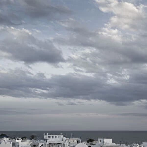 Tunisia, Cap Bon, Hammamet, Medina buildings, elevated view