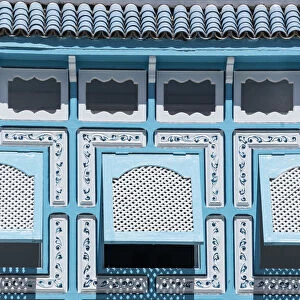 Tunisia, Kairouan, Madina, decorative blue window, decorative