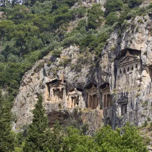 Turkey, Mugla Province, Dalyan / Kaunos, Lycian rock tombs