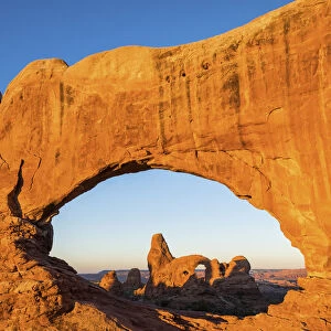 Turret Arch Framed by North Window, Arches National Park, Utah, USA