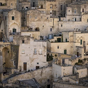 Typical houses in the rock called Sassi, Matera, Basilicata, Italy, Europe