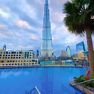 UAE, Dubai, Burj Khalifa from The Address Downtown Hotel