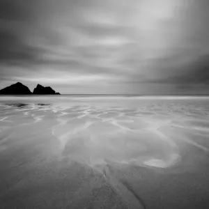Holywell Beach Black and White Print Holywell Beach Black and White Print