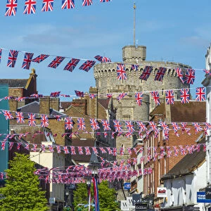 UK, England, Berkshire, Windsor, Peascod Street, Decorations for wedding of Prince Harry