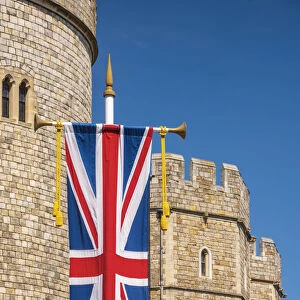 UK, England, Berkshire, Windsor, Windsor Castle, Decorations for wedding of Prince Harry