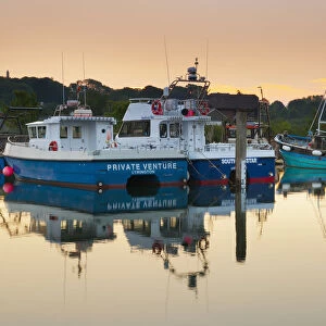 UK, England, Dorset, Lymington, The Quay on Lymington River, Fishing boats