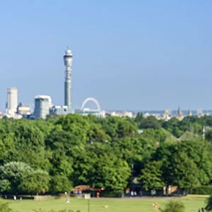 UK, England, London, Camden, Primrose Hill and London skyline, including BT Tower