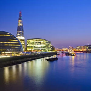 UK, England, London, The Shard (by Renzo Piano) and City Hall (by Norman Foster)