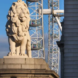 UK, England, London, South Bank Lion and London Eye