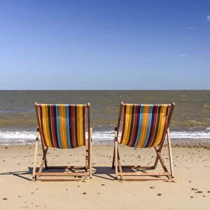 UK, England, Suffolk, Southwold, Southwold Beach, Deckchairs