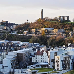 UK, Scotland, Lothian, Edinburgh, Elevated view of the Scottish Parliament Building