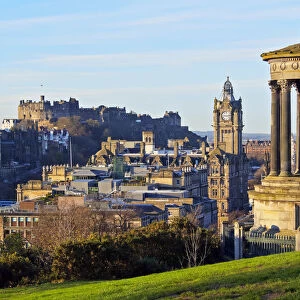 UK, Scotland, Lothian, Edinburgh, Calton Hill, View of the Dugald Stewart Monument