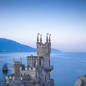 Ukraine, Crimea, Yalta, Gaspra, The Swallows Nest castle perched on Aurora Clff