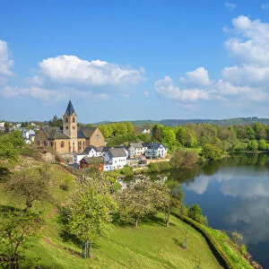 Ulmener Maar with Ulmen, Eifel, Rhineland-Palatinate, Germany