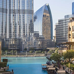 United Arab Emirates, Dubai, View of Burj Khalifa and Souk El Bahar