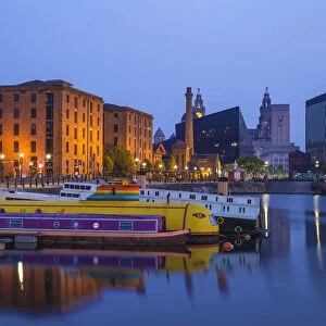 United Kingdom, England, Merseyside, Liverpool, Salthouse Dock, View of docks looking